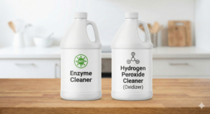 Comparing enzyme cleaners and hydrogen peroxide to remove pet urine smell.